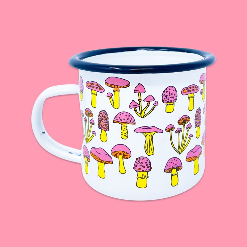 mushrooms enamel mug home goods jenny lemons 738886