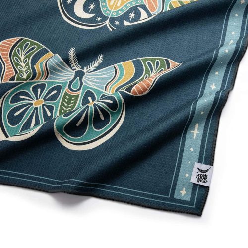 painted moth yoga travel towel trek light detail