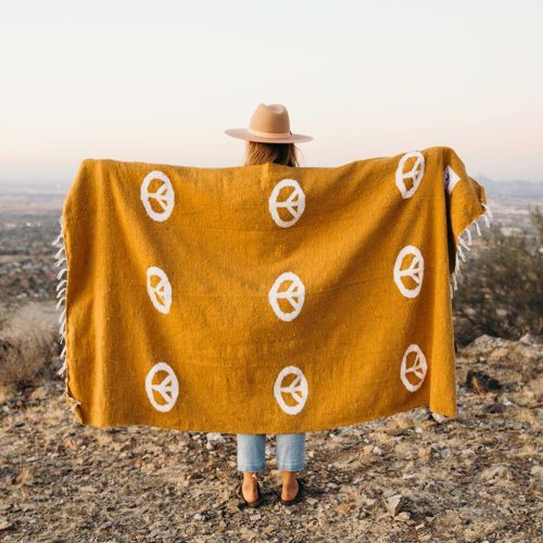 peace sign falsa blanket yoga travel van life trek light