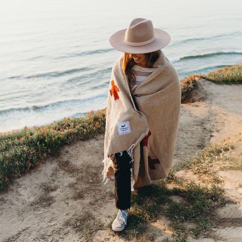 positive vibrations blanket tan rust travel yoga trek light 3