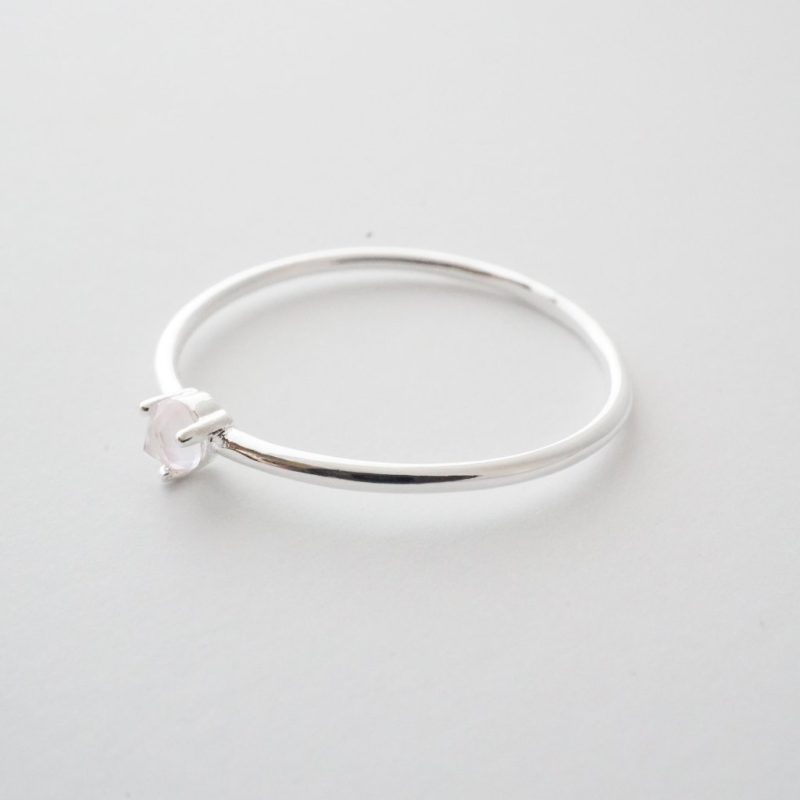 rose quartz ring silver 2