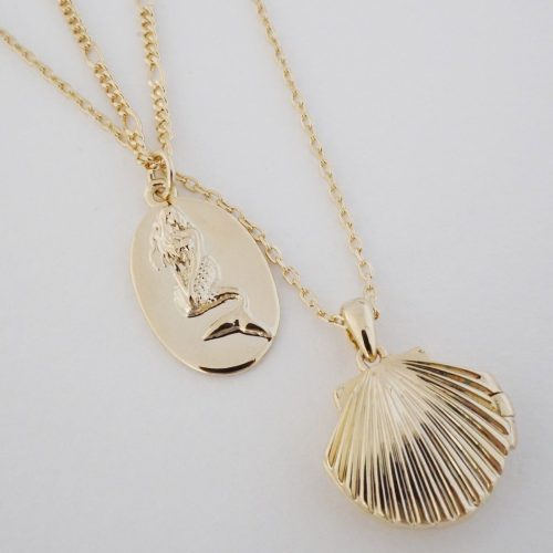 shell and mermaid necklaces together