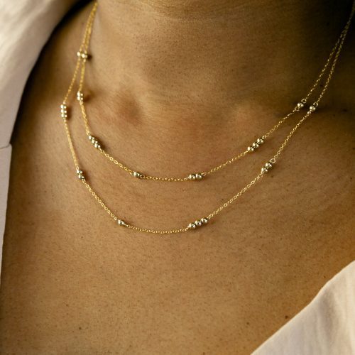 shimmer dot satellitte choker om gold 03