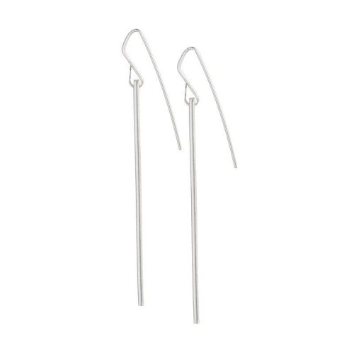 silver bar drop earrings by betsy and iya side