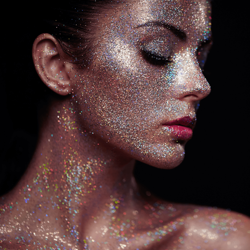 silver glitter model