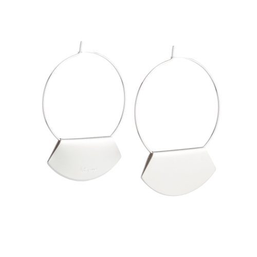 silver hoop earring with geometric accent by designer betsy iya