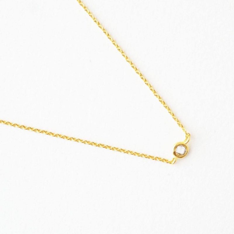 single bezel necklace gold 2