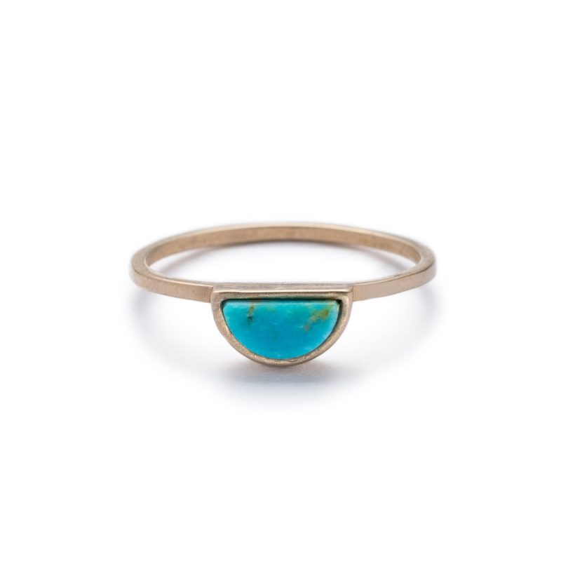 sisa ring semicircle kingman turquoise bronze front by betsy iya