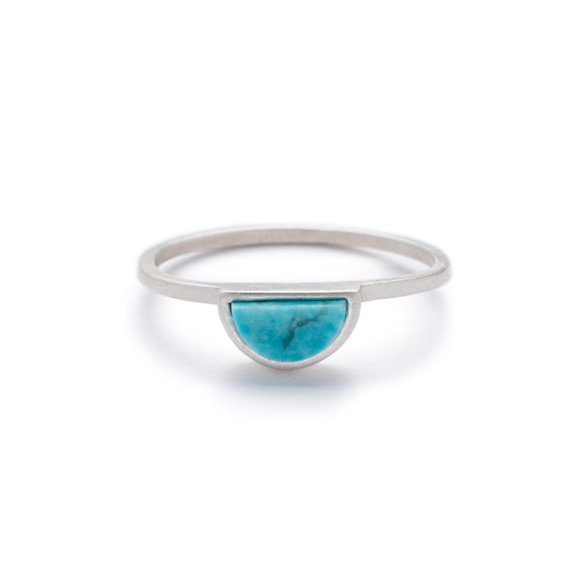 sisa ring semicircle kingman turquoise silver front by betsy iya