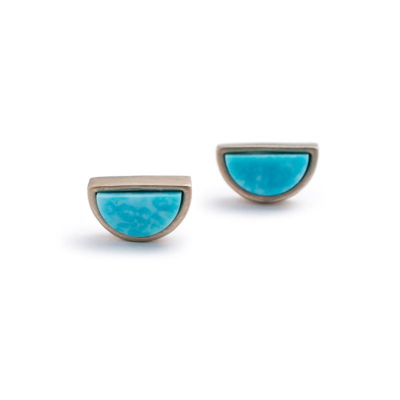 sisa stud earrings kingman turquoise bronze front by betsy iya