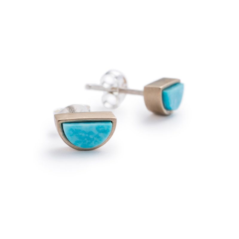 sisa stud earrings kingman turquoise bronze side by betsy iya