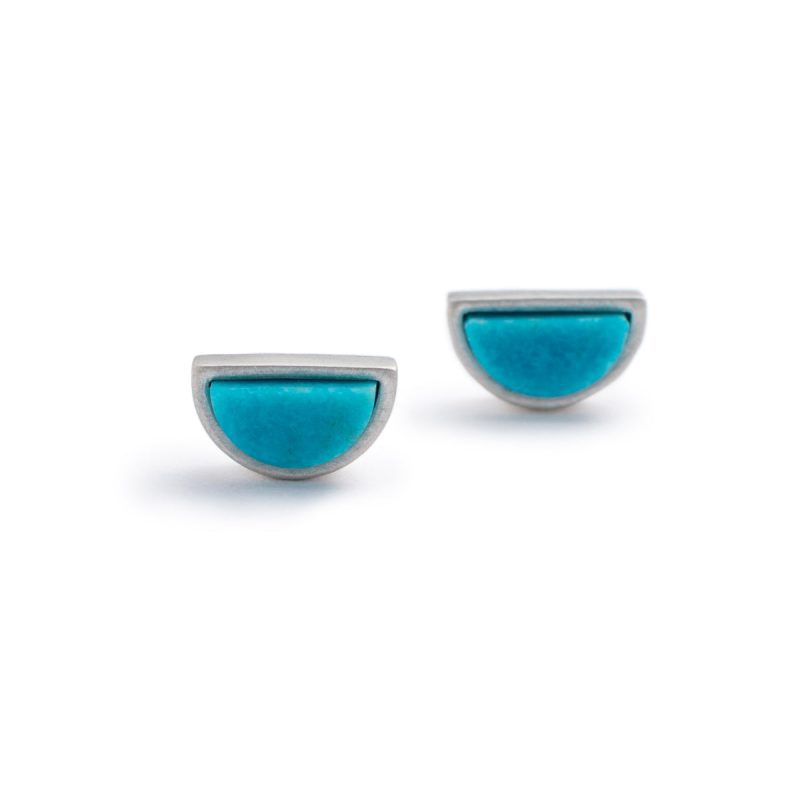 sisa stud earrings kingman turquoise silver front by betsy iya