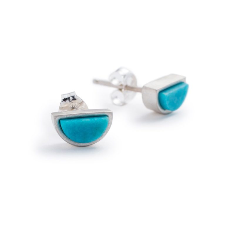 sisa stud earrings kingman turquoise silver side by betsy iya