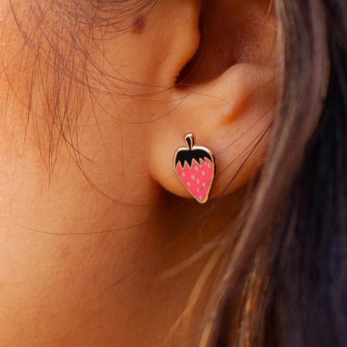 strawberry enamel earring earrings jenny lemons 177975