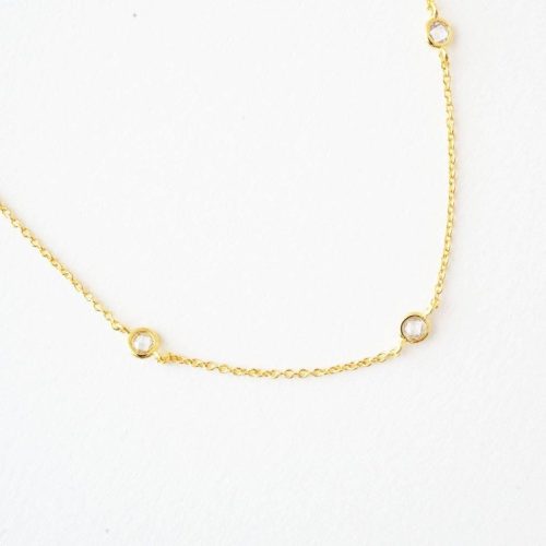 triple bezel necklace gold 2