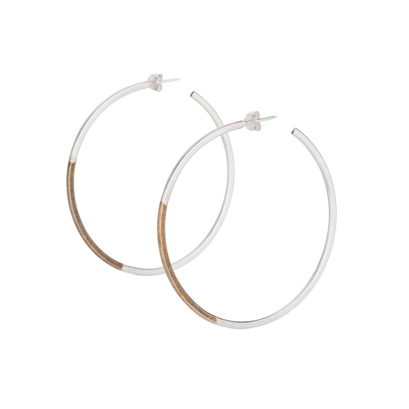 two toned gold and silver hoop earrings by betsy iya