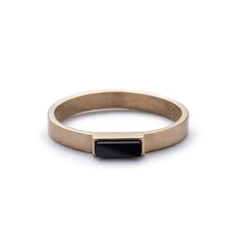 yana ring black jasper rectangle bronze front by betsy iya