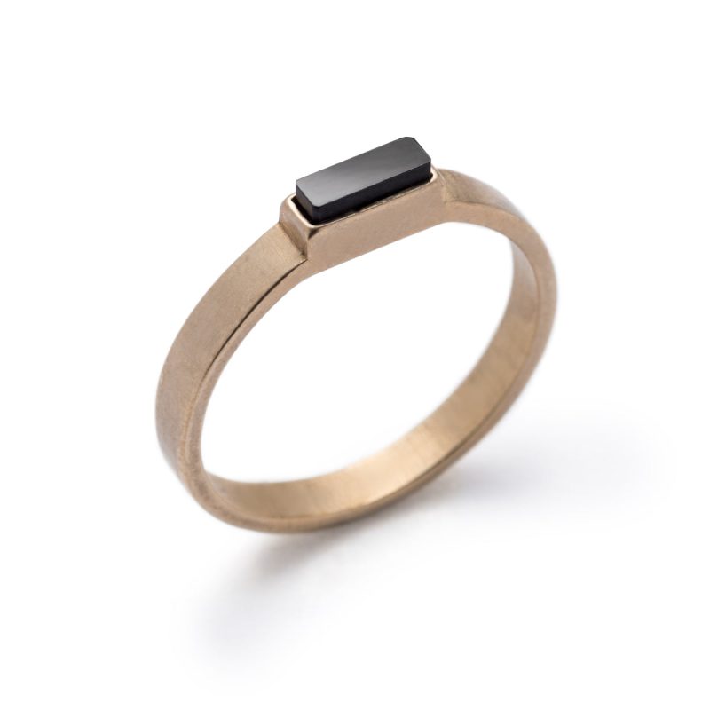 yana ring black jasper rectangle bronze side by betsy iya